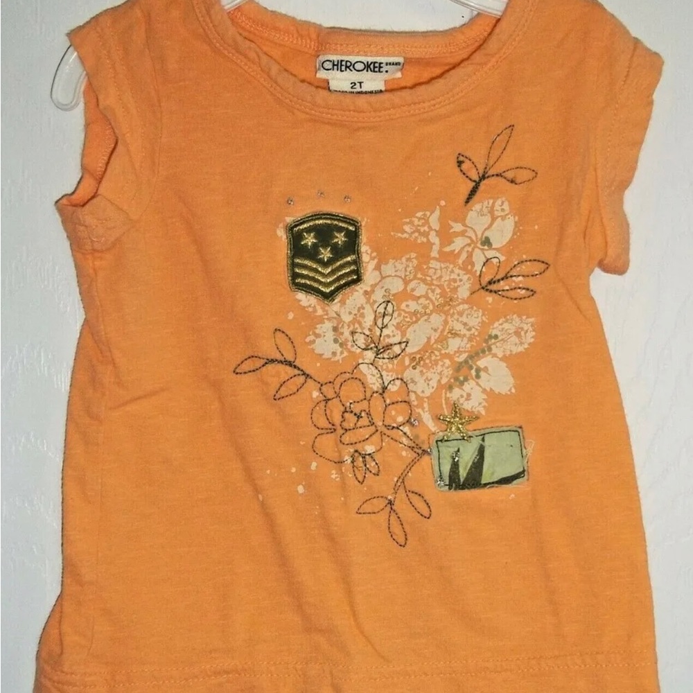 Girls size 2T Cherokee orange cap sleeve shirt